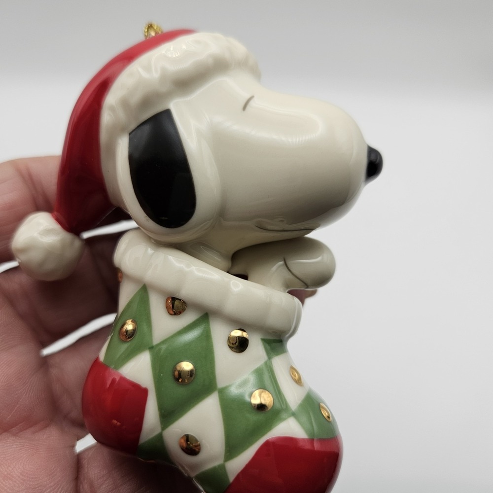 Lenox Peanuts Snoopy Stocking Christmas Hanging Ornament 2003 MPN 6237853 - Picture 15 of 16